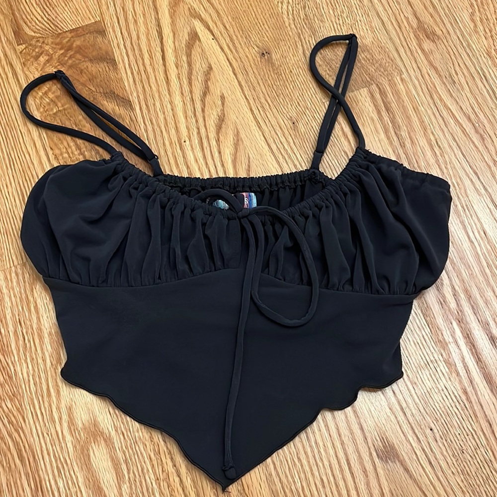 Womens blue/black crop top